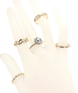 5Pcs  Rhinestone Ring Set  RZ300126 GOLD CL